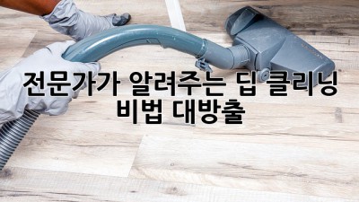 ✨ 전문가가 알려주는 딥 클리닝 비법 대방출! 🏡